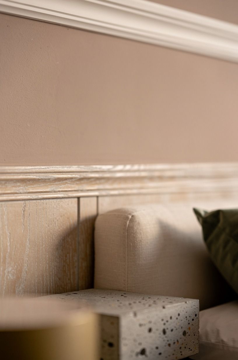 Paint the ceiling a soft rose beige