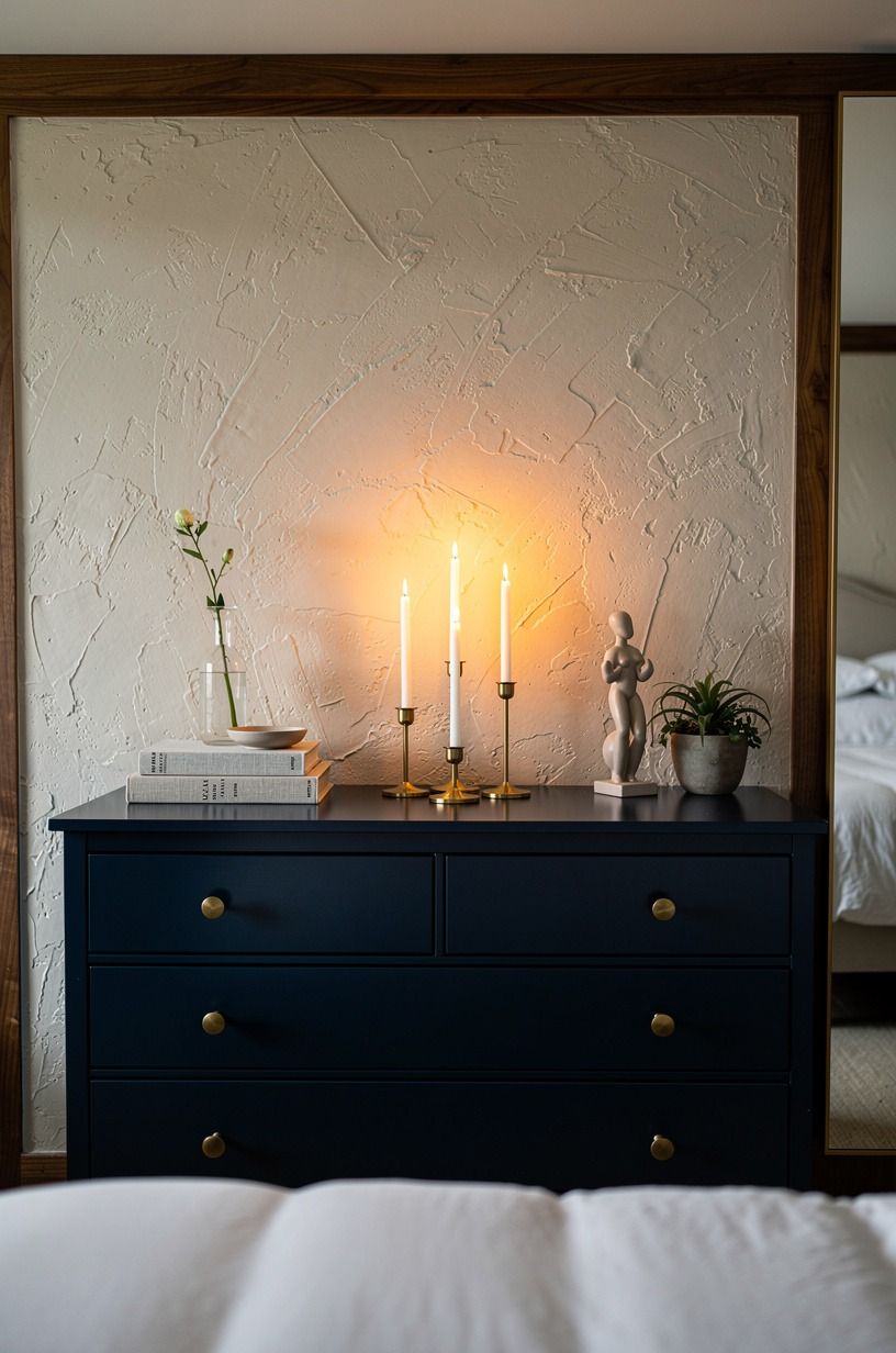 Cluster taper candles on the dresser