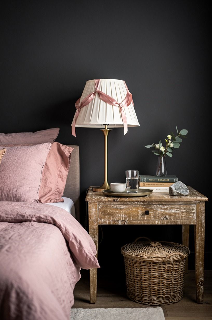 Pin silk ribbons to pleated lampshades