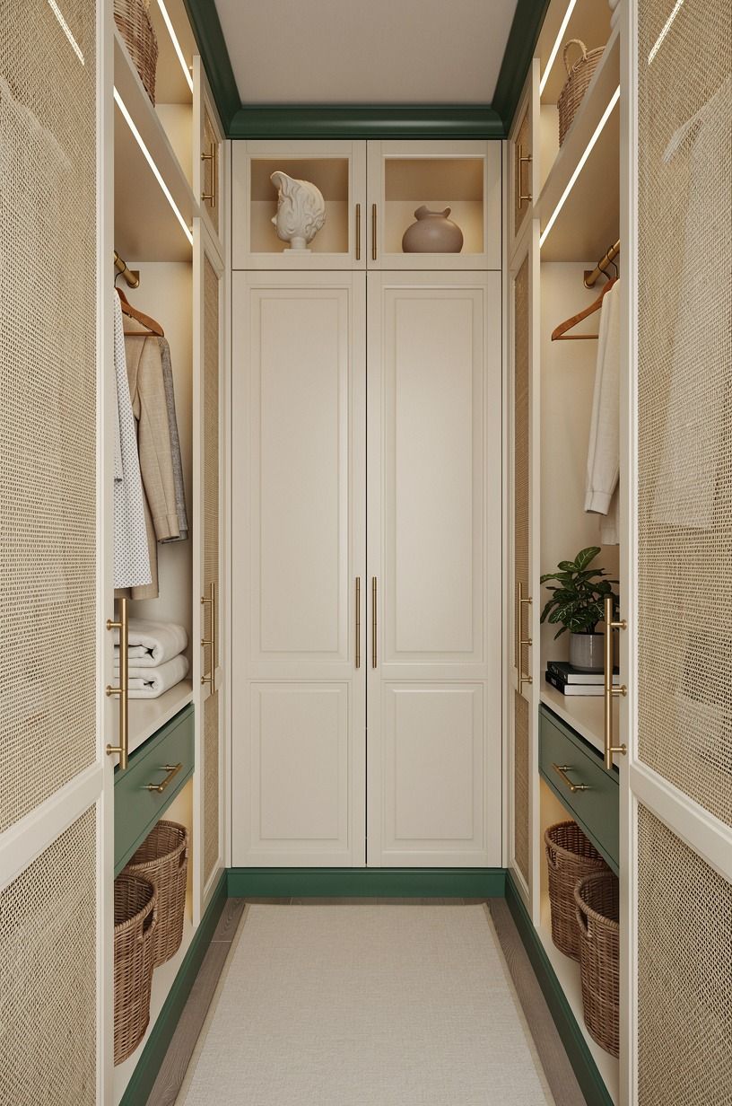 Layer a runner between wardrobe aisles
