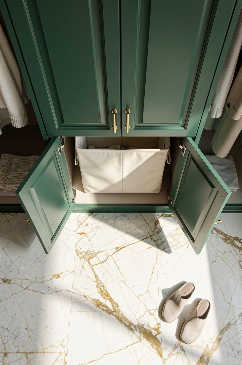 Place a hamper behind paneled doors