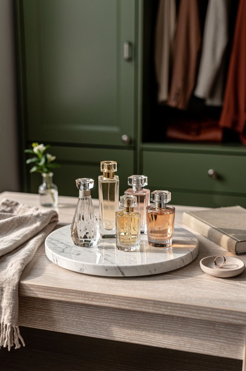Style perfume bottles on a marble tray