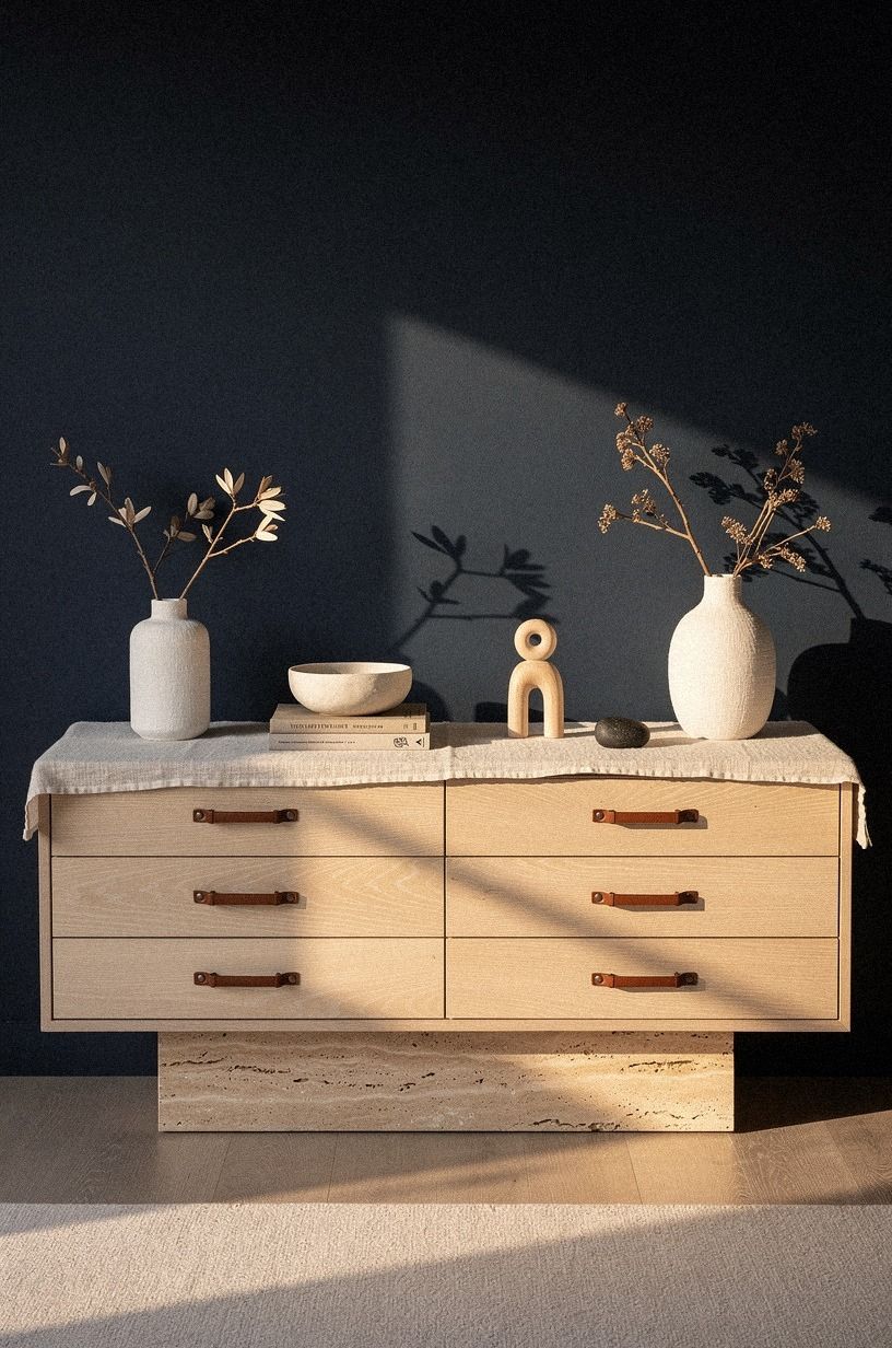 Skip chrome, choose strap leather on a tamo ash sideboard