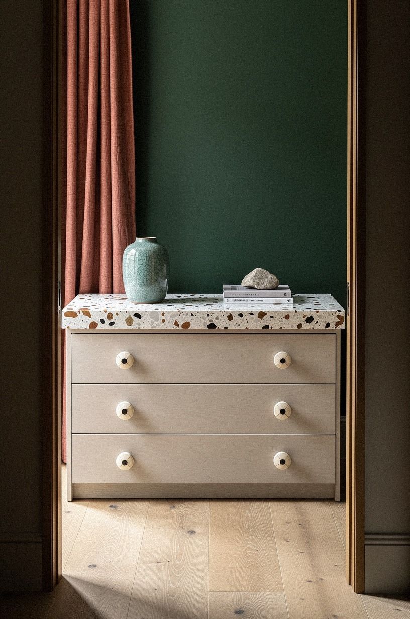What if you want warmth without shine? Try bone-inlaid round knobs