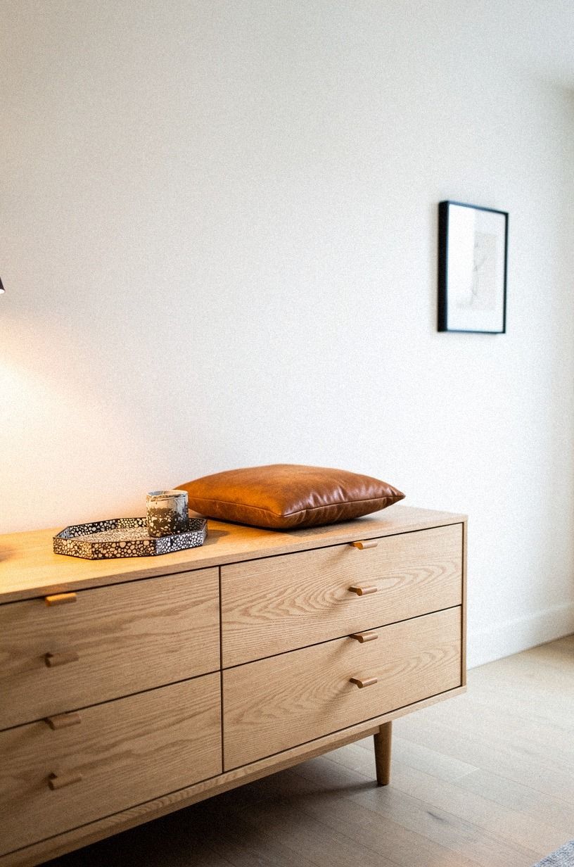 Turn slender oak pegs into drawer pulls
