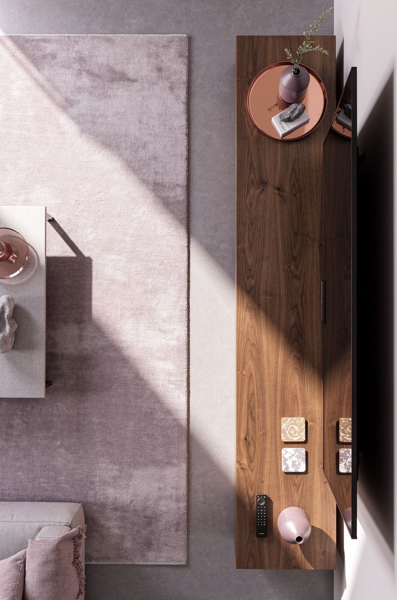 Float a long walnut unit below