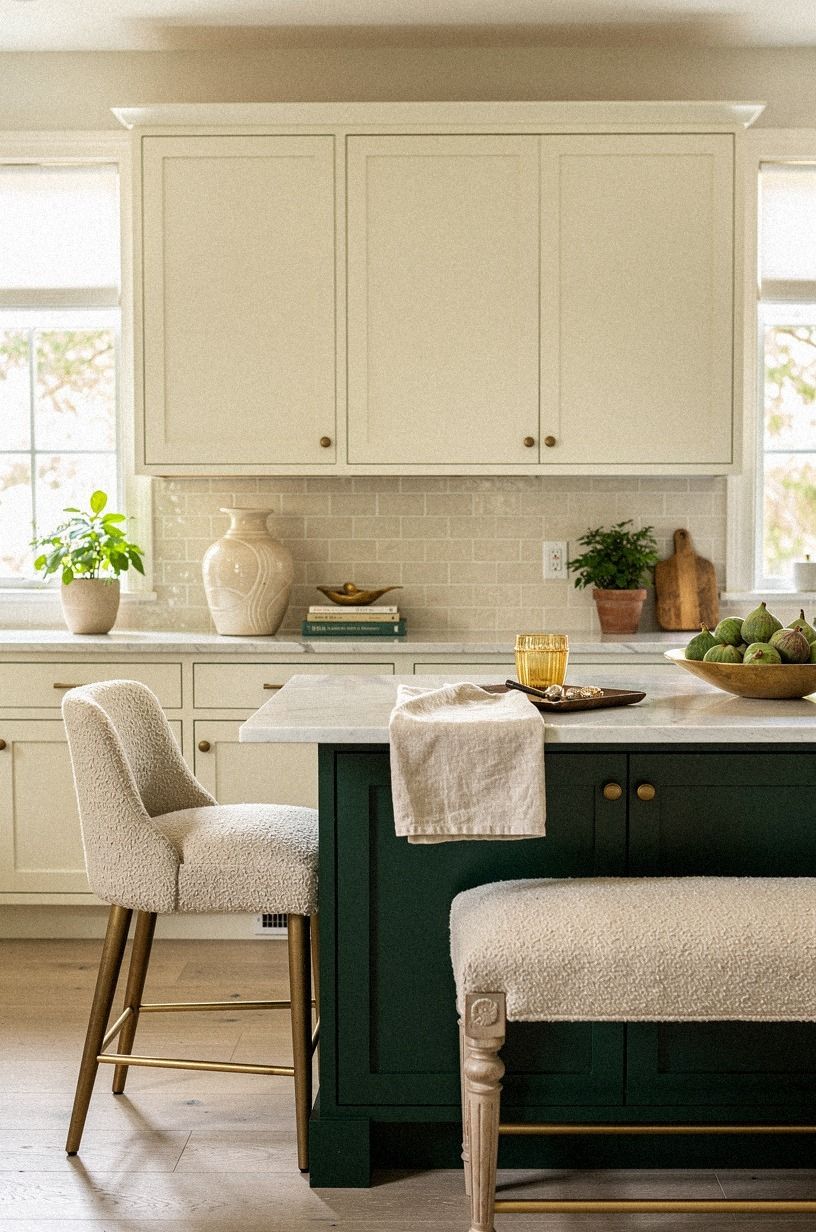 Keep the painted wall quiet above the tile