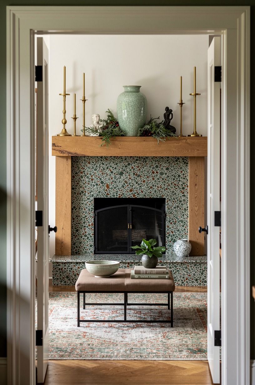 Dress the mantel with brass candlesticks
