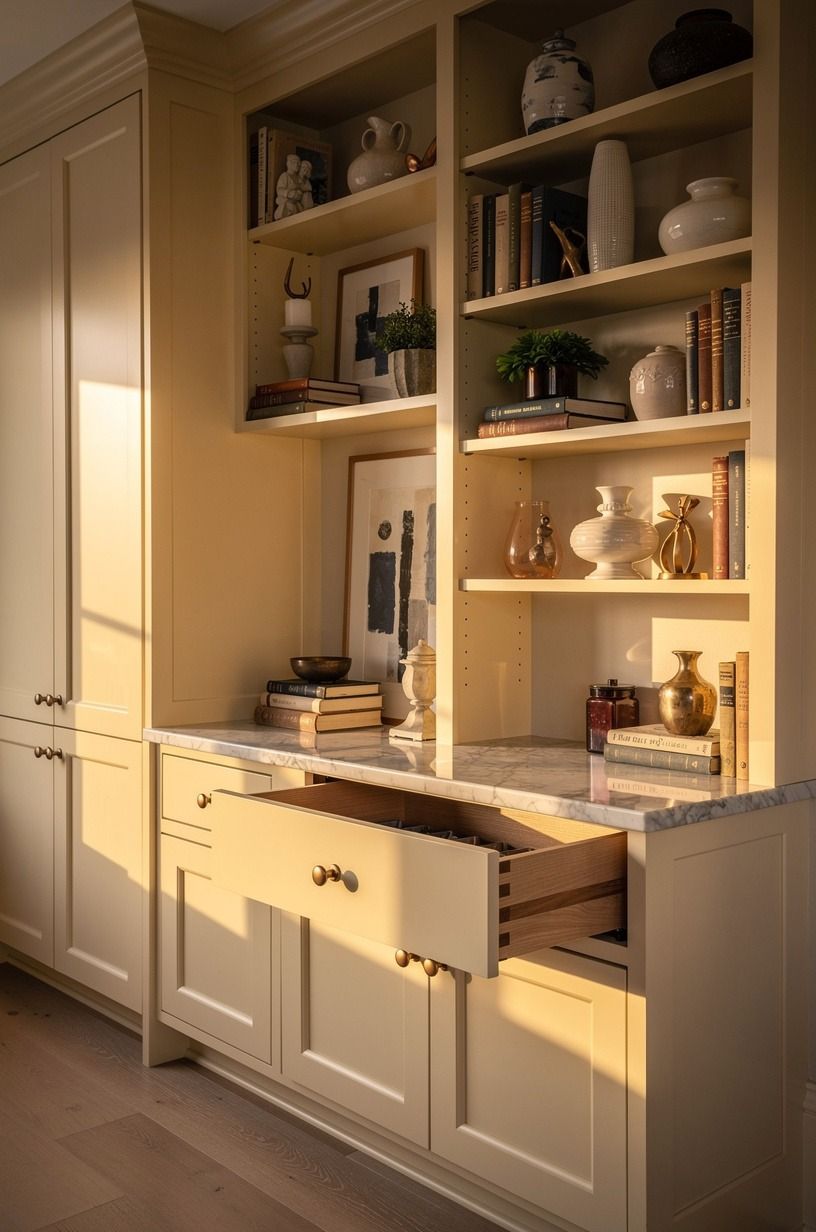 Paint built ins a warm buttermilk cream