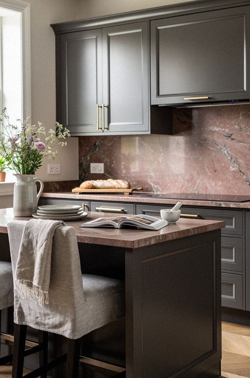 tuck a continuous stone backsplash into the counter