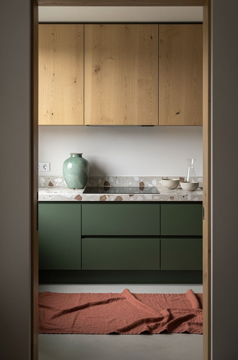 Frame the range hood in oak