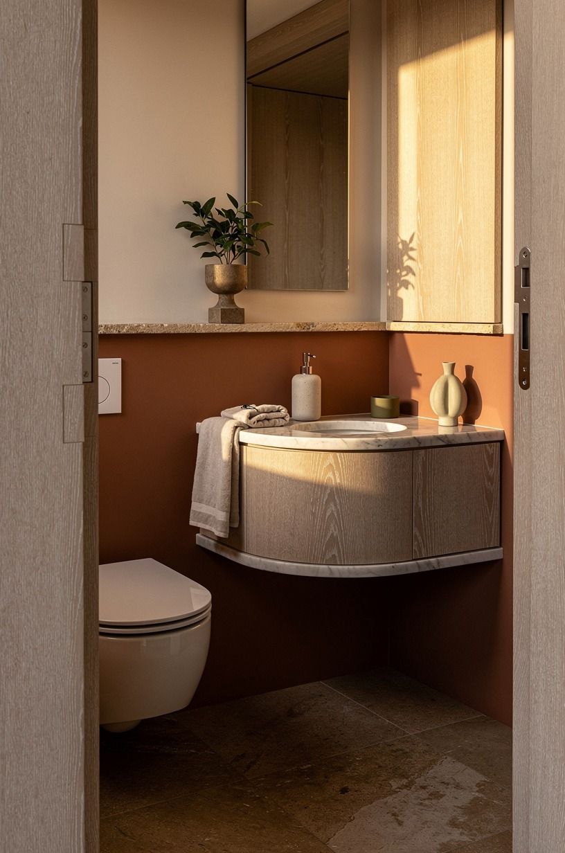 Float a curved marble corner sink