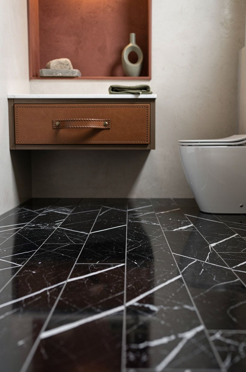Tile the floor in long diagonal planks