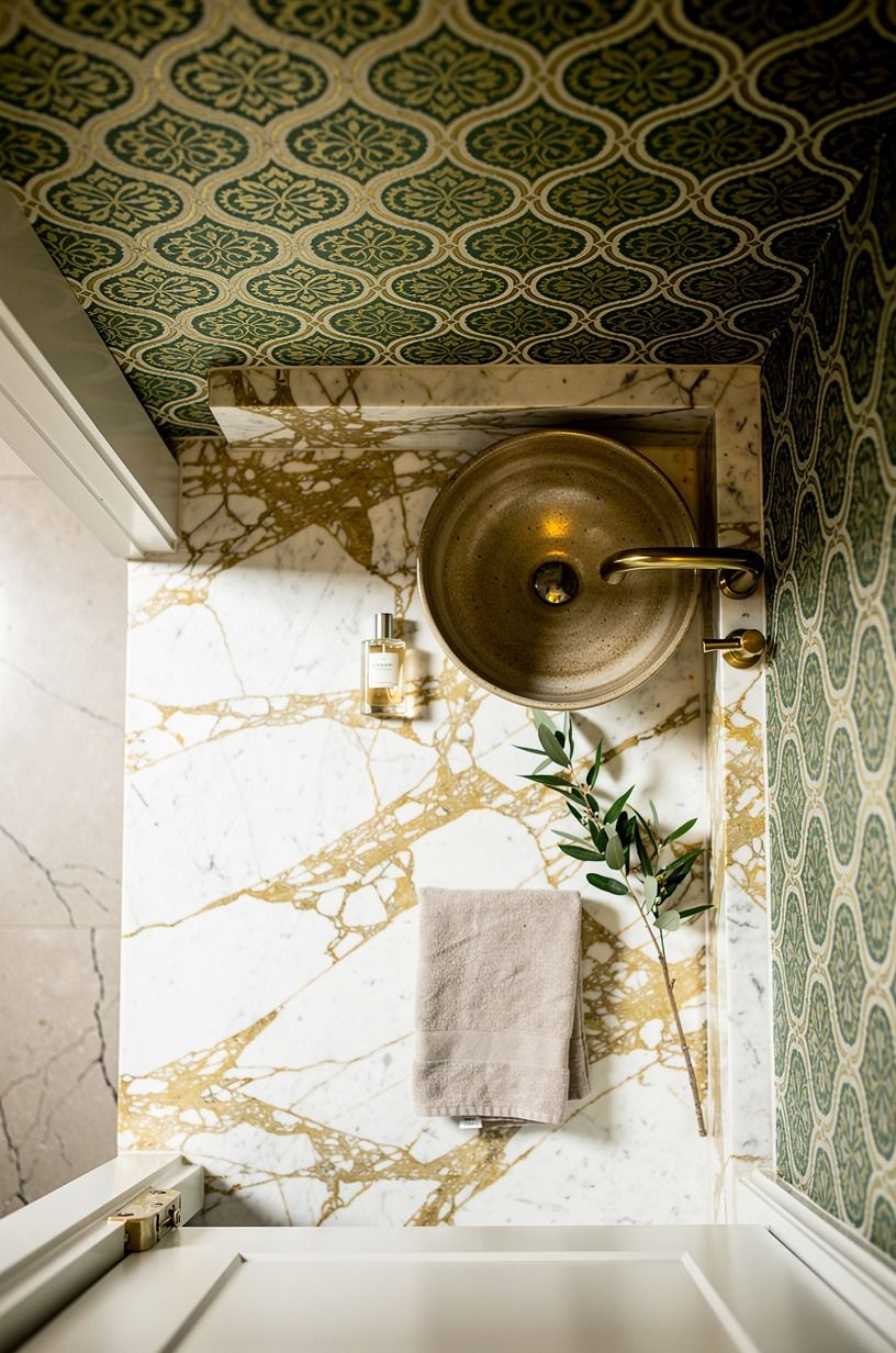 Frame the doorway with soft wallpaper