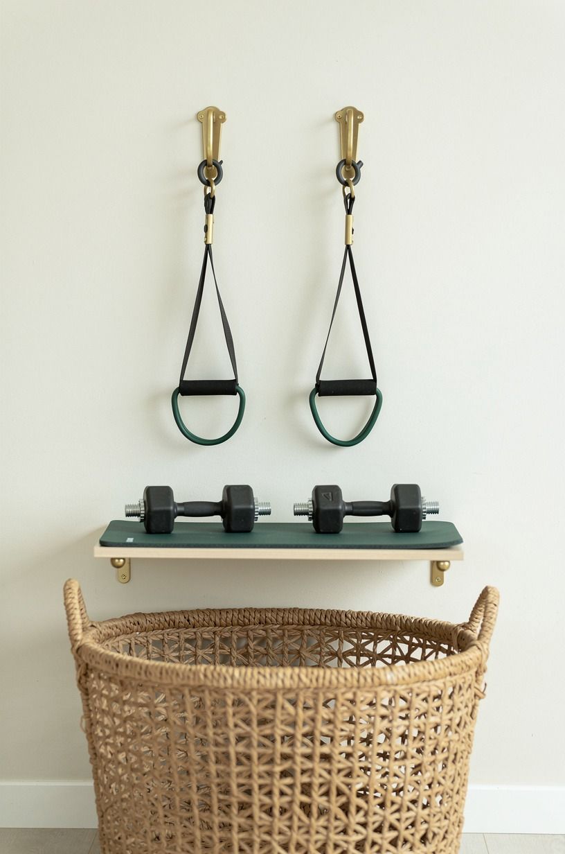 Install ceiling hooks for bands and straps
