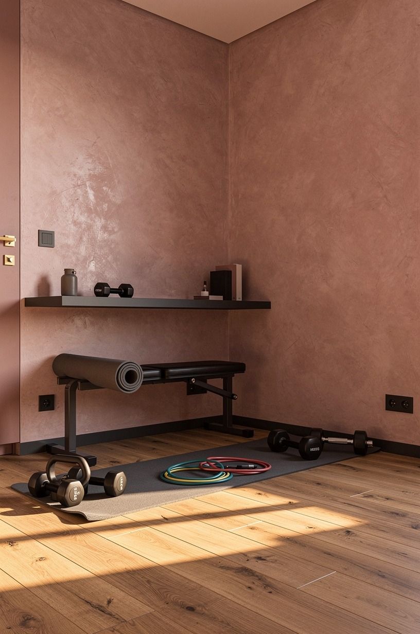 Hidden bench under a shelf versus a freestanding weight bench