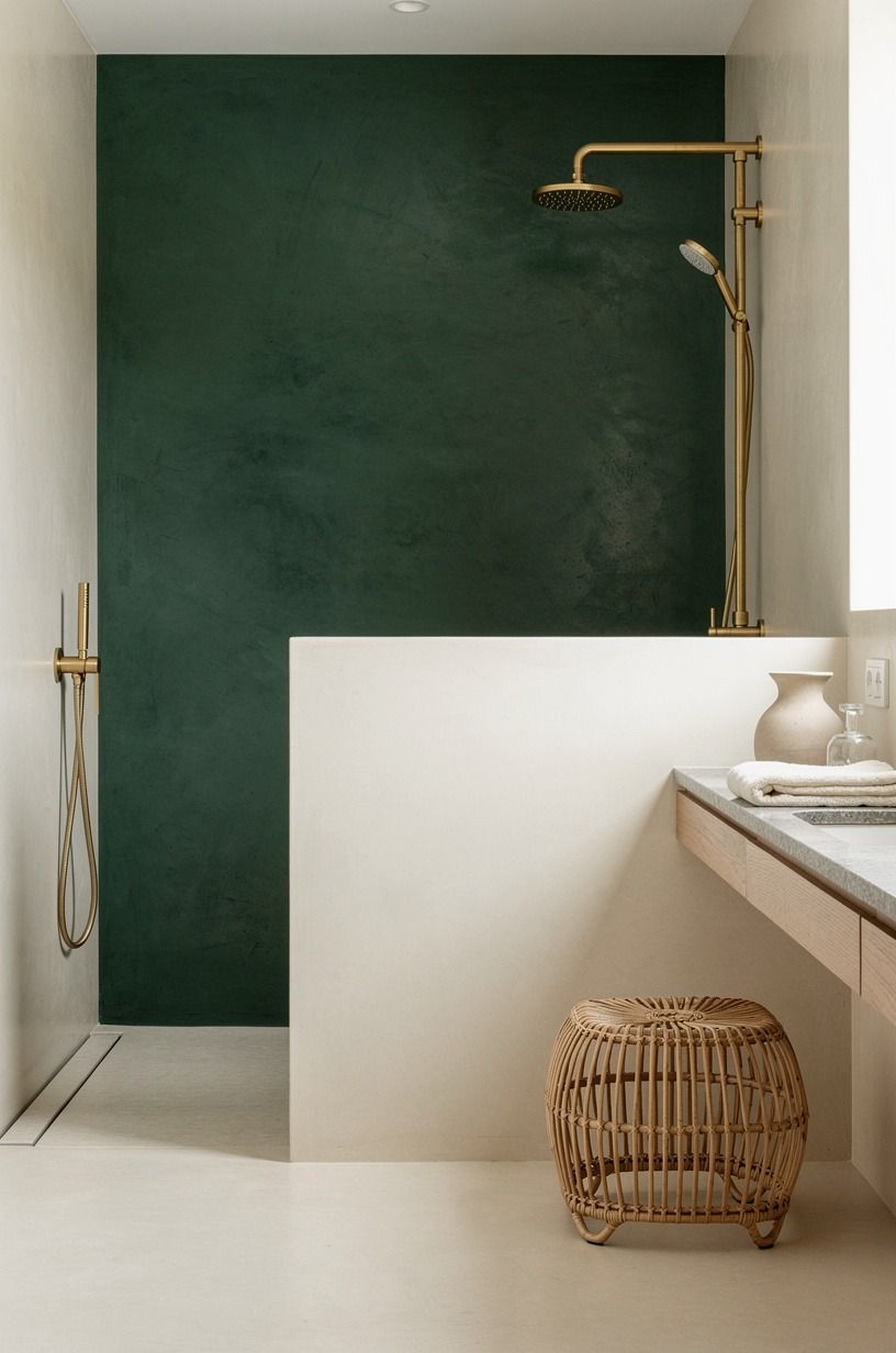 Build a half wall beside the vanity