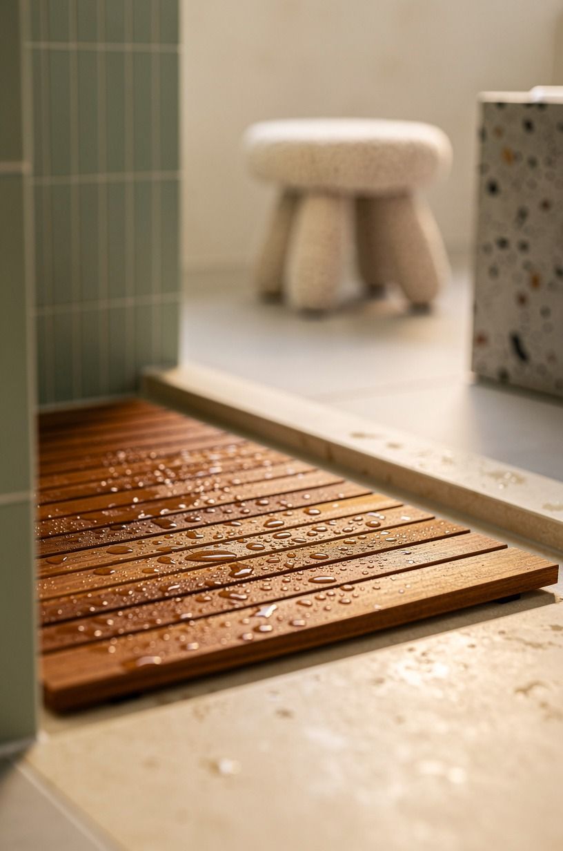 Float a teak mat at the entrance