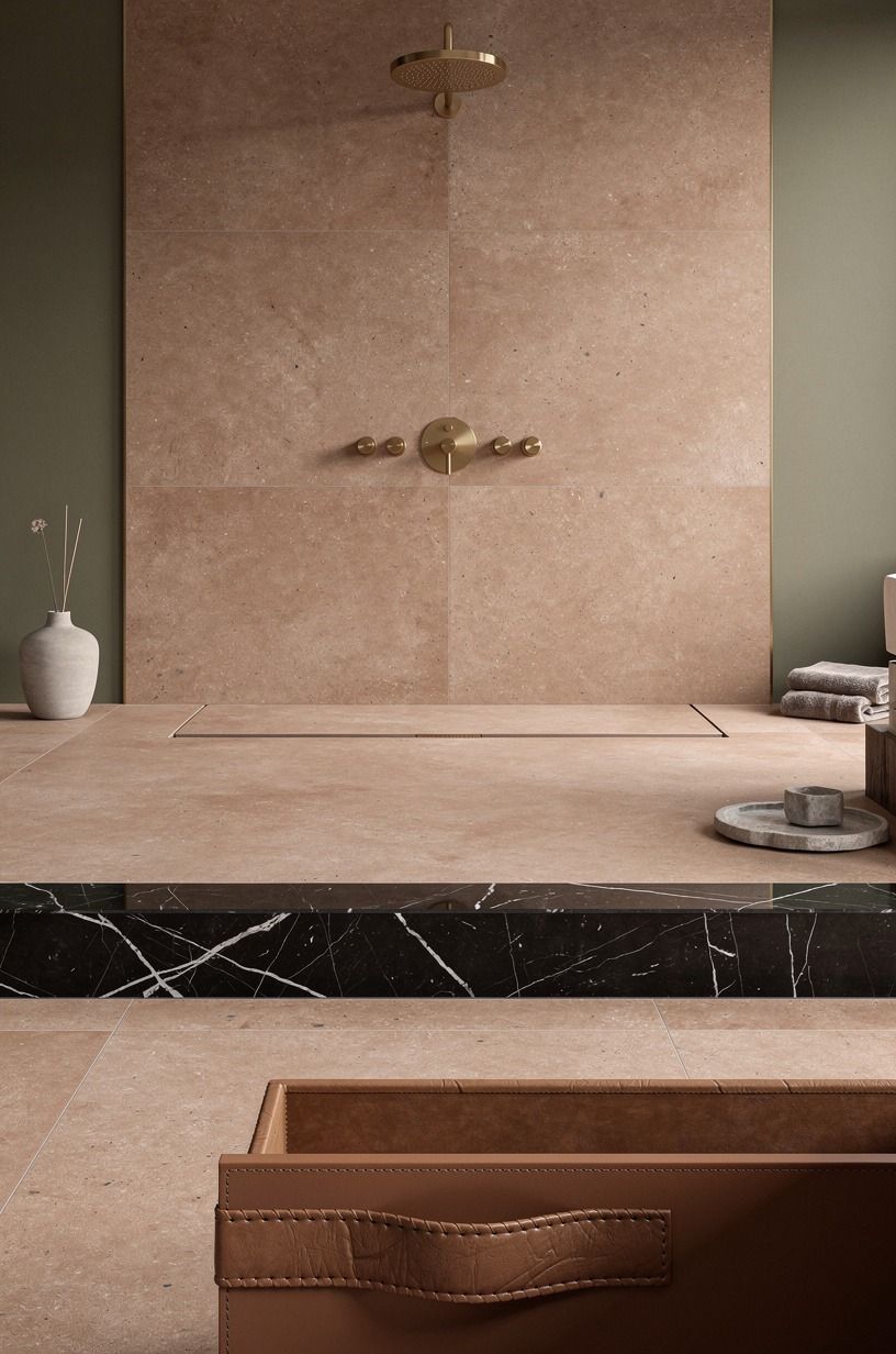 Carry brass fixtures across the wet zone