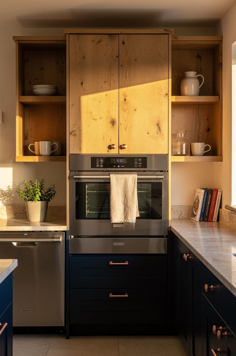 Swap upper cabinets for picture ledges