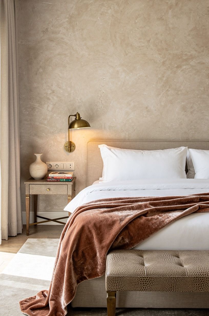 Drape a velvet throw across white linen