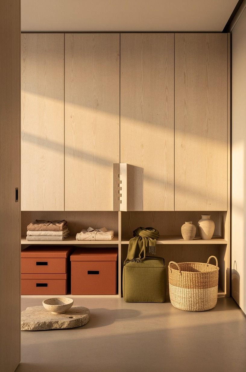 Build a floor-to-ceiling wardrobe wall (The Tall Grain Rule)