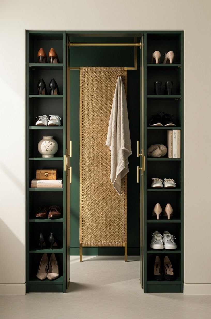 Frame the doorway with shallow shoe cubbies