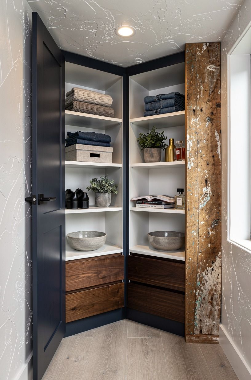 Wrap shelves around an awkward corner (The No-Dead-Corner Move)