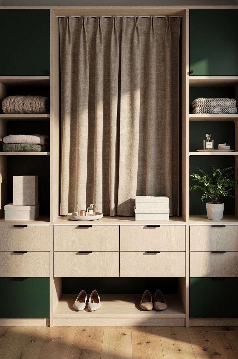 Curtain off seasonal clothes in linen