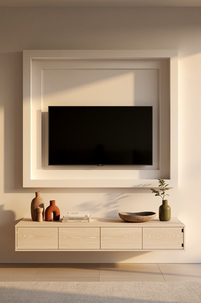 Frame the TV with slim plasterboard returns