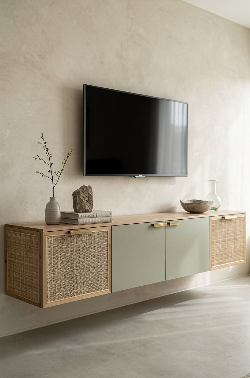 Float cabinetry under the full wall span