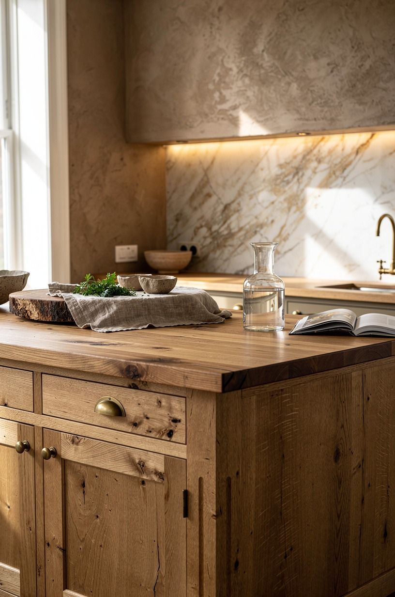 Anchor the island with a butcher block top