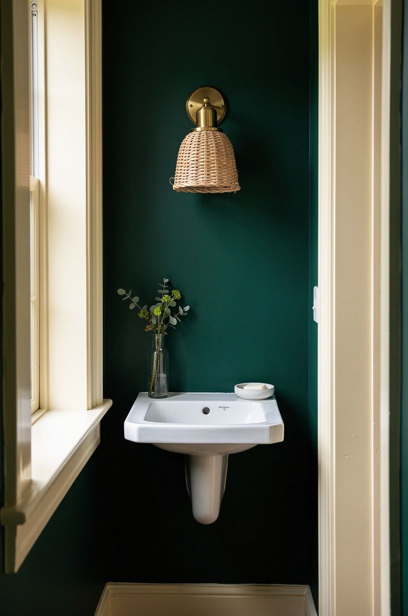 Hung one sconce above the sightline