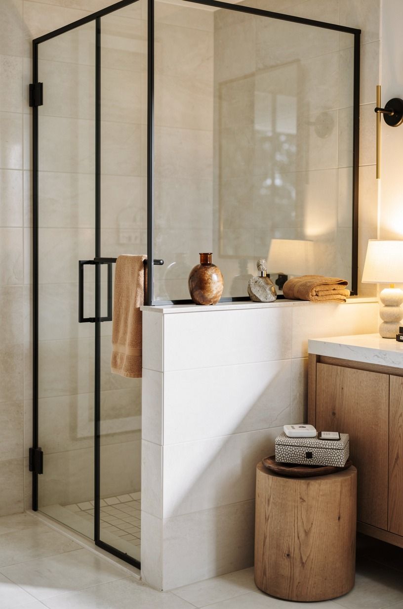 Build a half wall beneath the glass panel