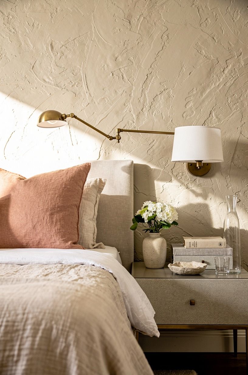 Hang matching swing arm reading sconces