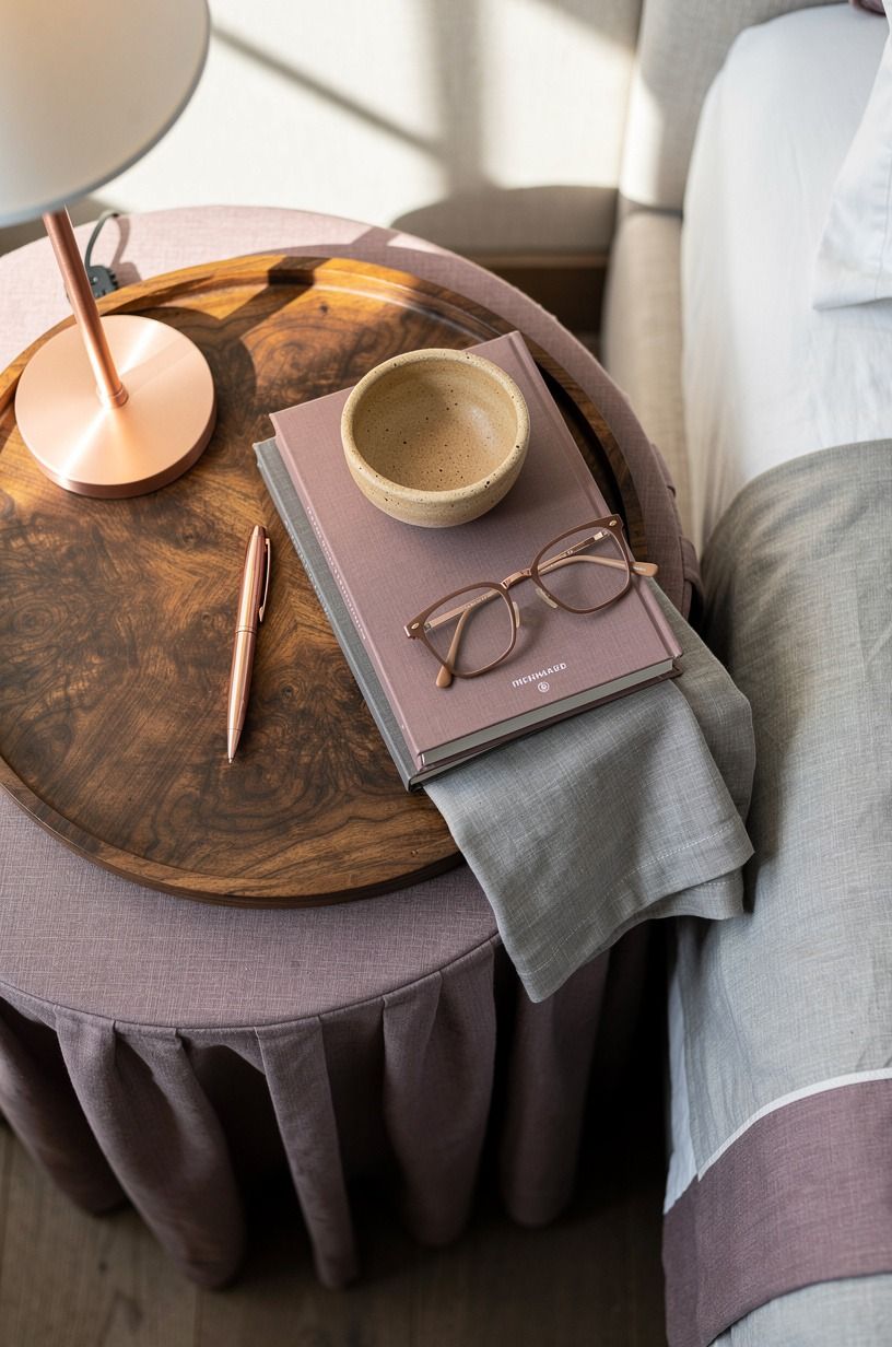 Skirt the bedside table with soft fabric