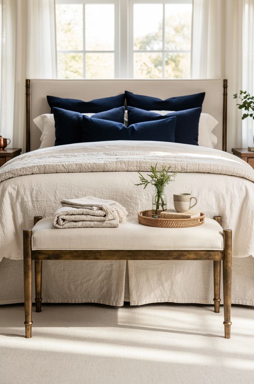 Drape a quilt across the lower bed