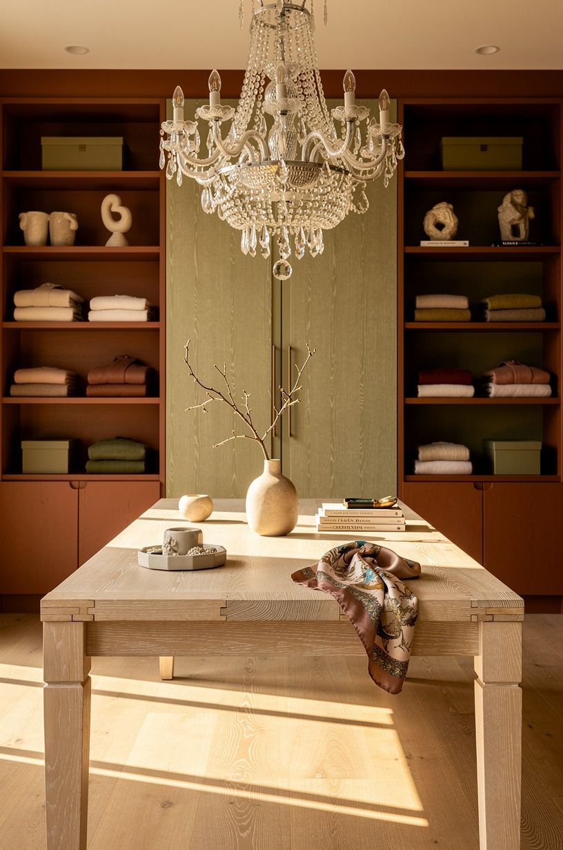 Hang a crystal chandelier over the island