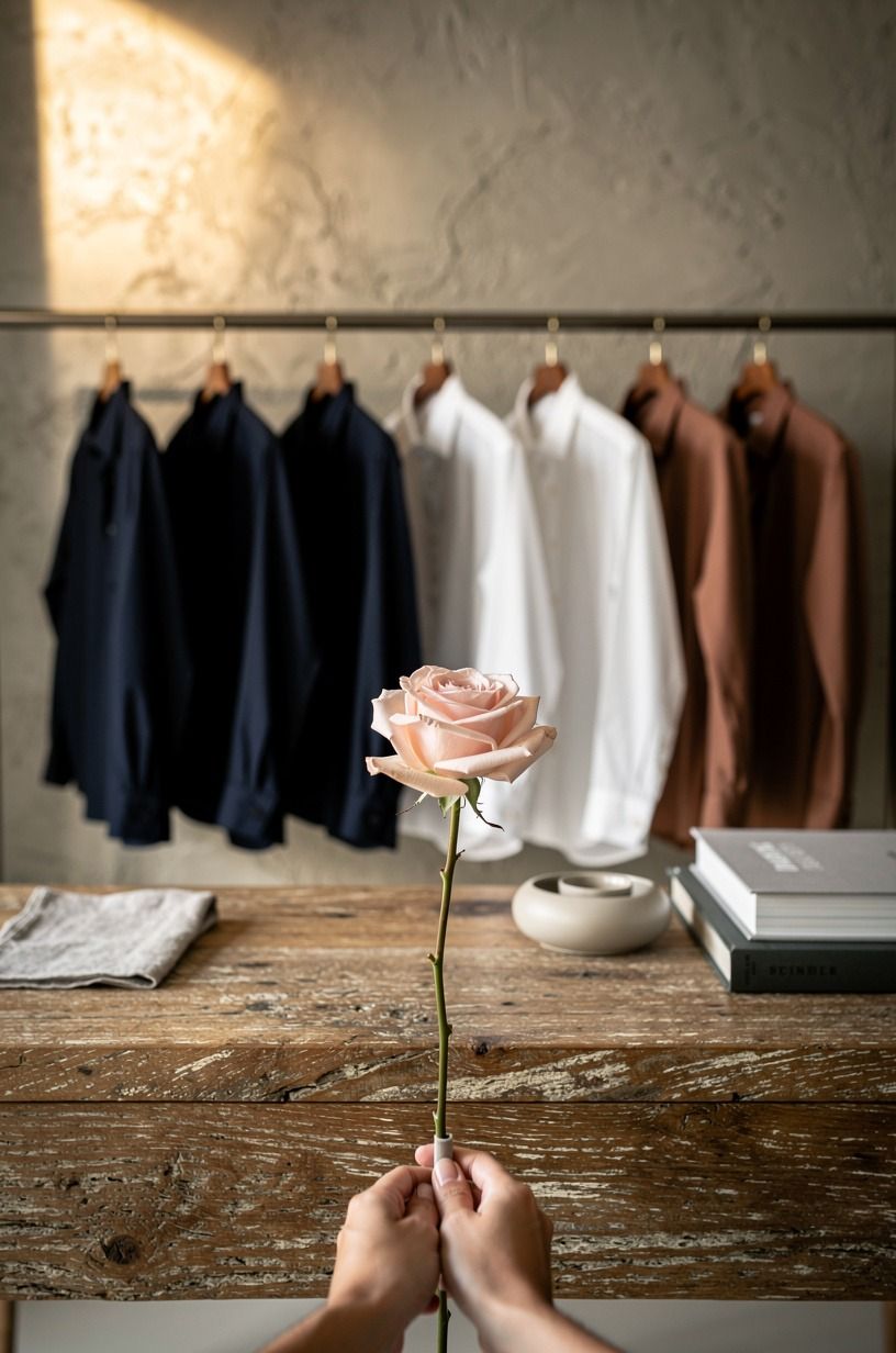 Keep a single stem of garden roses on the counter
