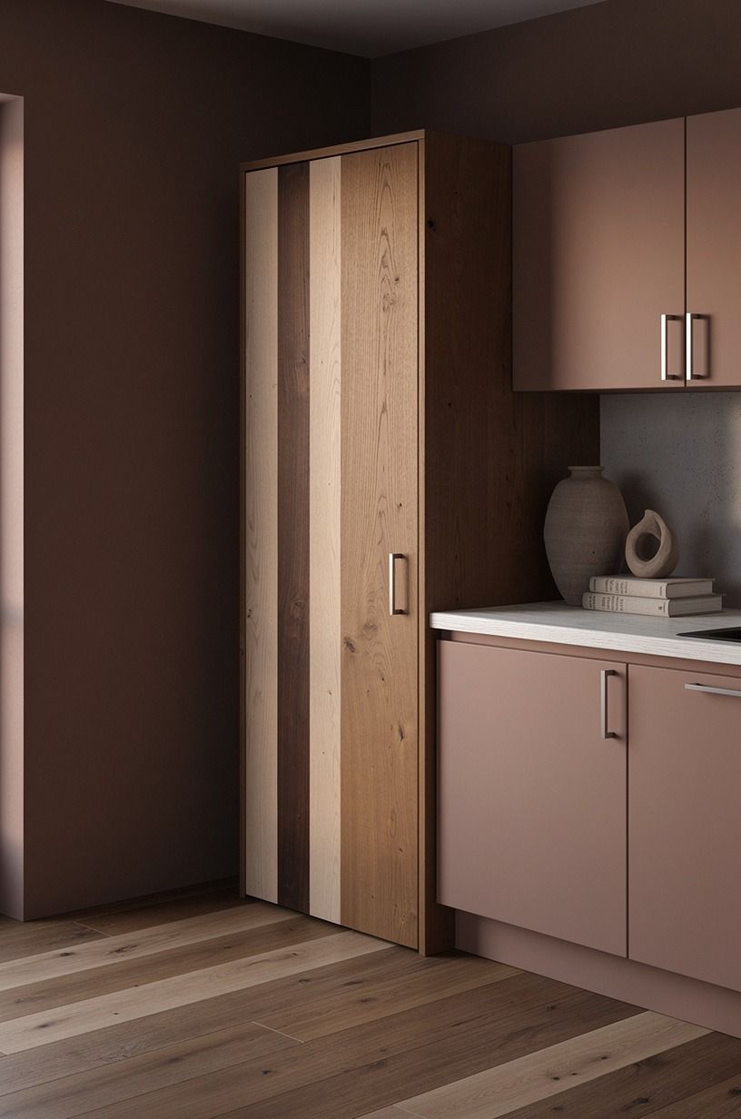 Mix wood tones through the floor AND the cabinetry
