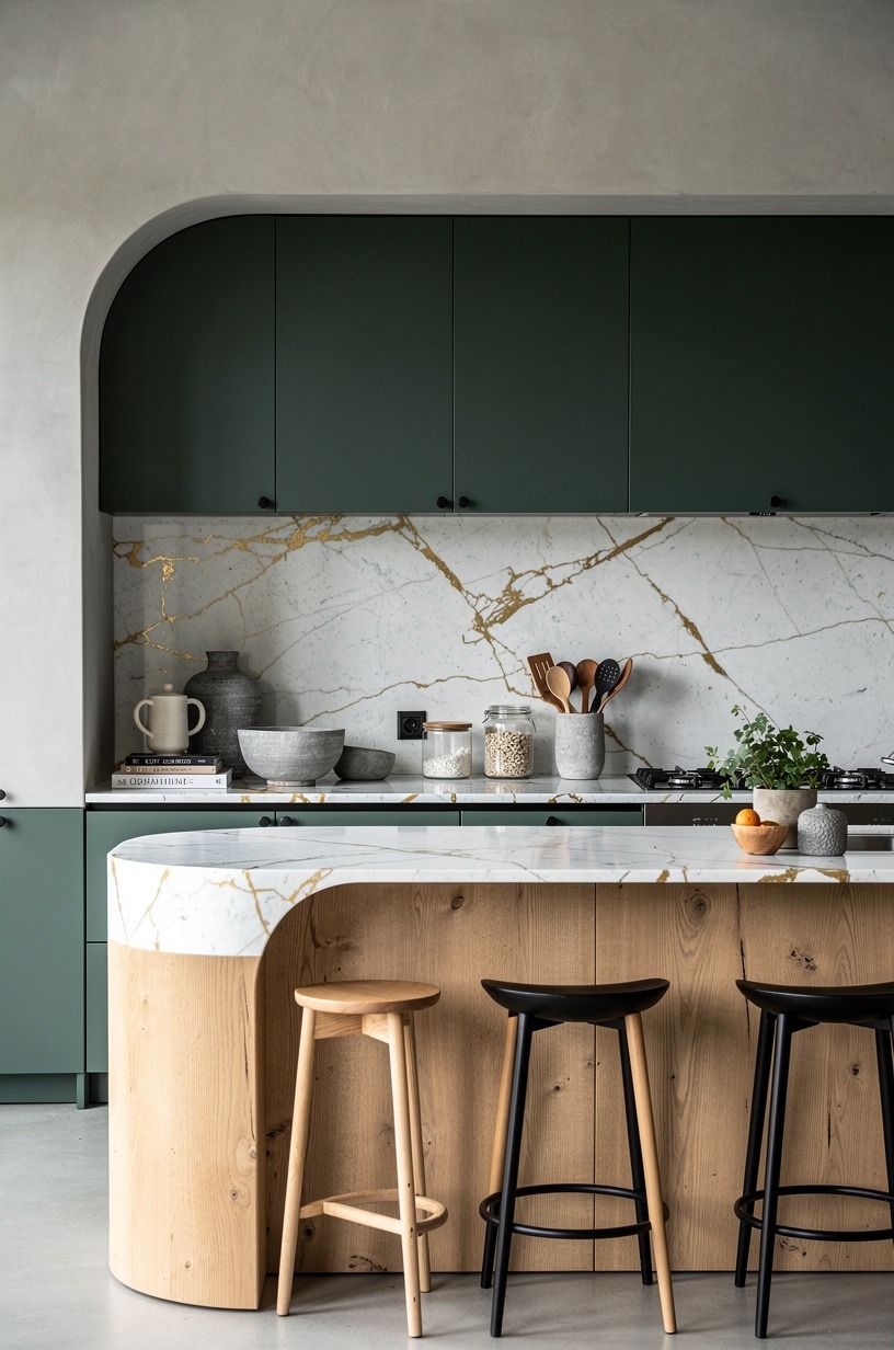 Skip the matching barstools, mix oak and black