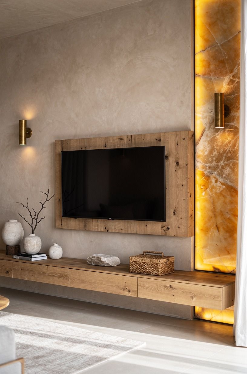 Frame the Screen in Raw Oak Planks