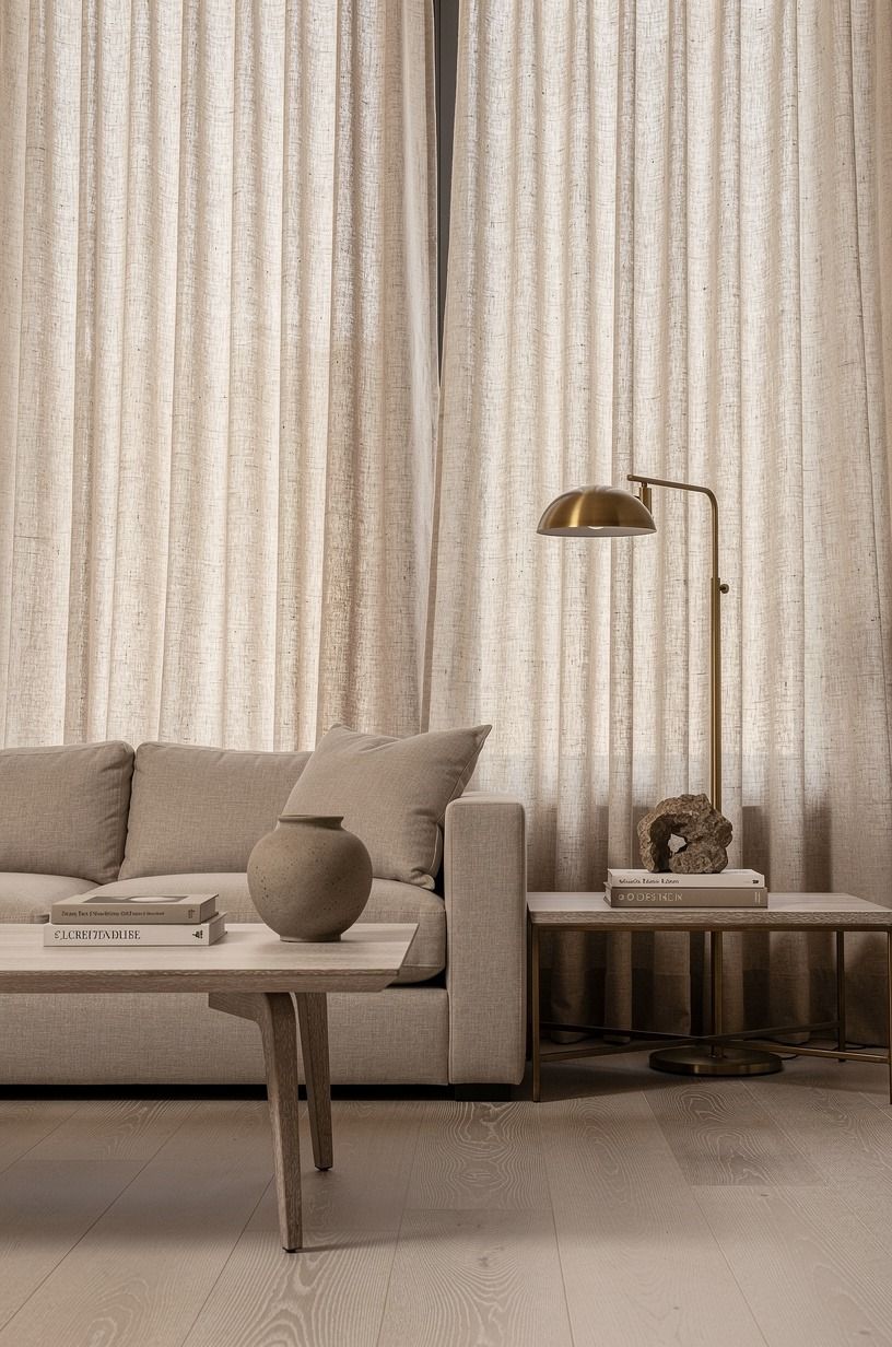 Hang linen drapes high and wide