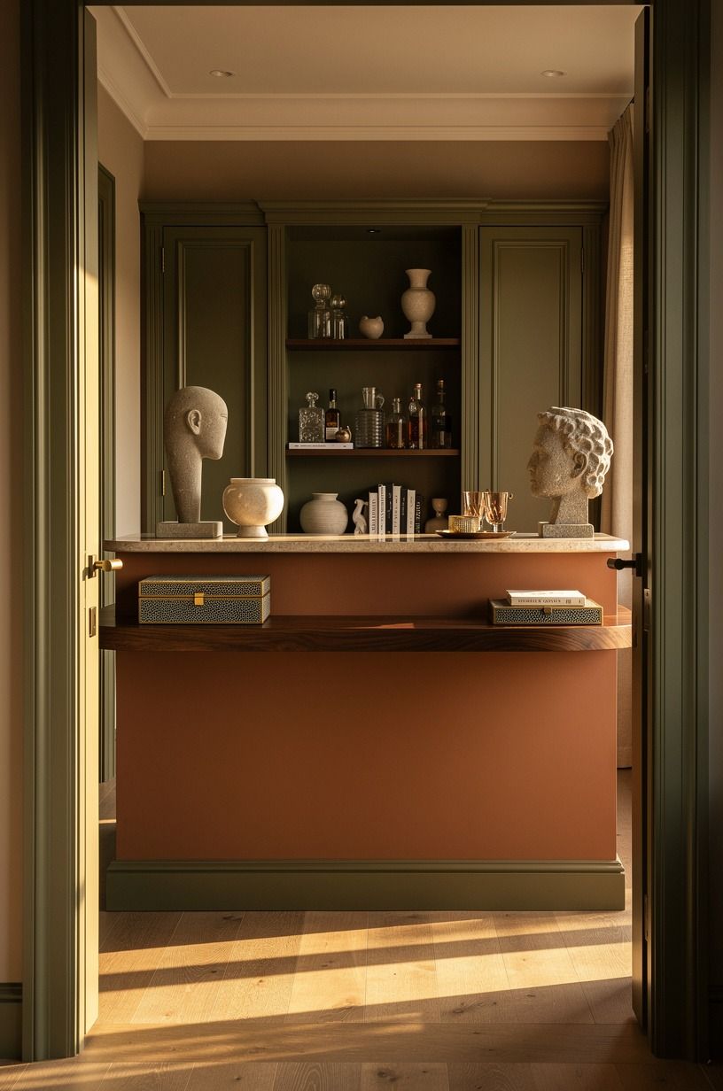 Float a Single Walnut Shelf as Your Bar Top