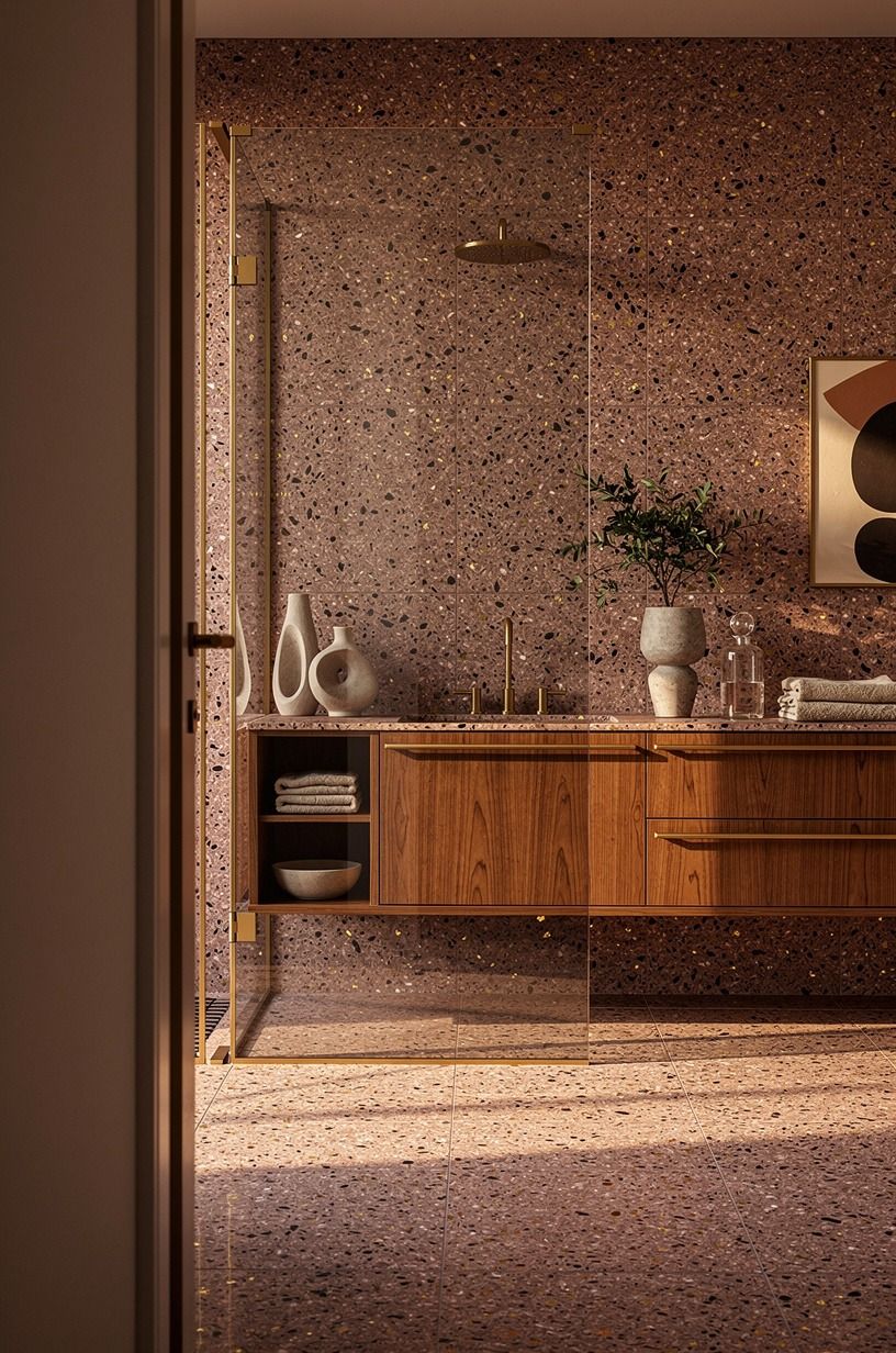 Run the same tile floor to ceiling