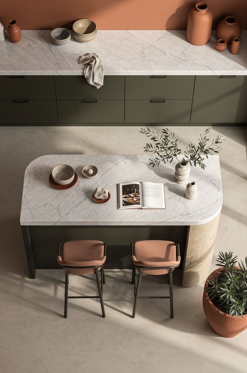 Anchor the room with a dark lower-cabinet base