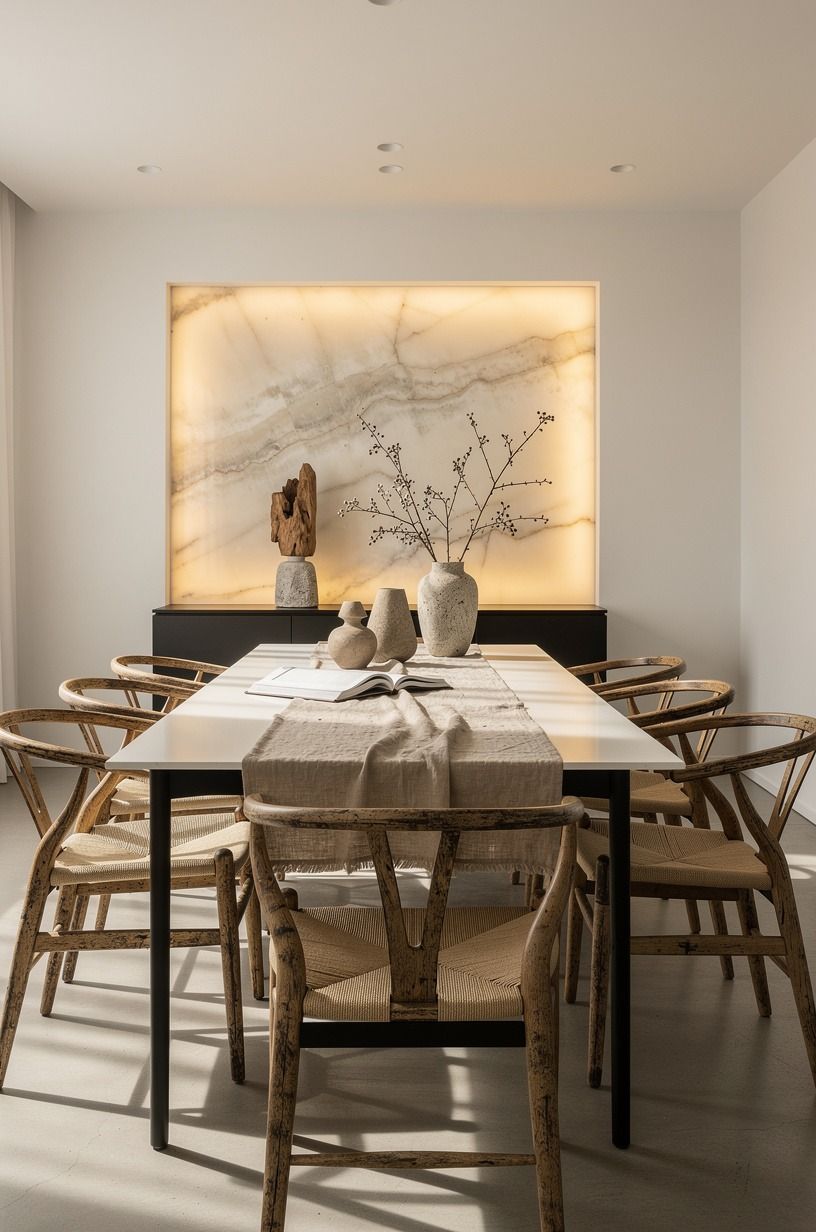 Mix old chairs with one clean-lined table