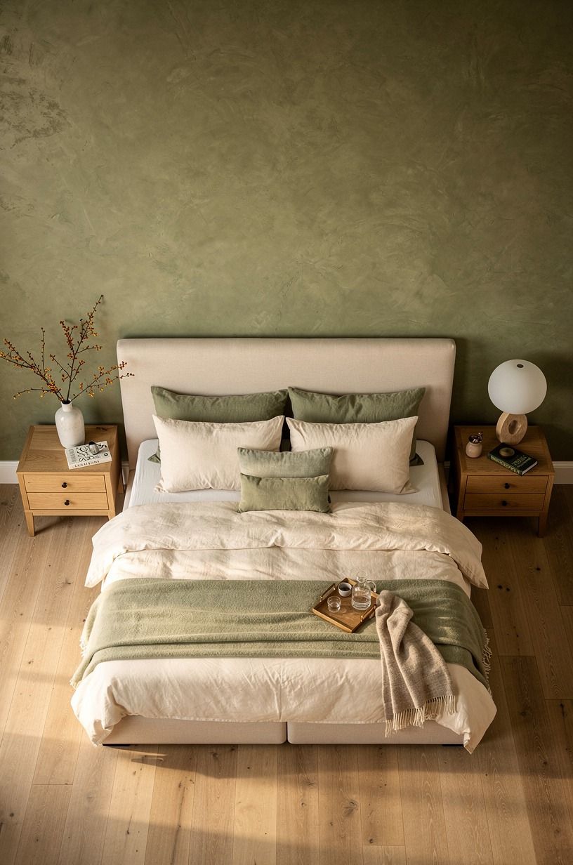 Put One Moody Color Behind the Bed