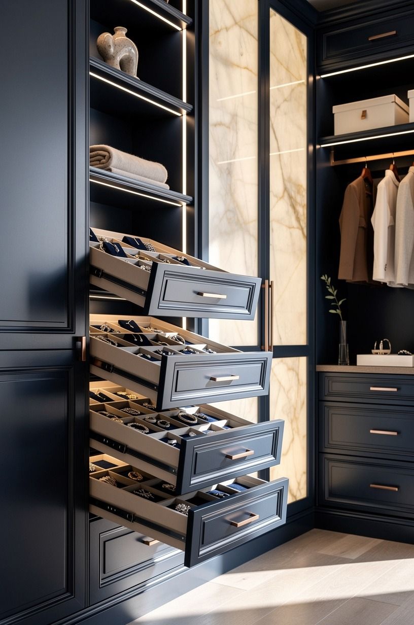 Add a Jewelry Wall With the Open-Drawer Effect