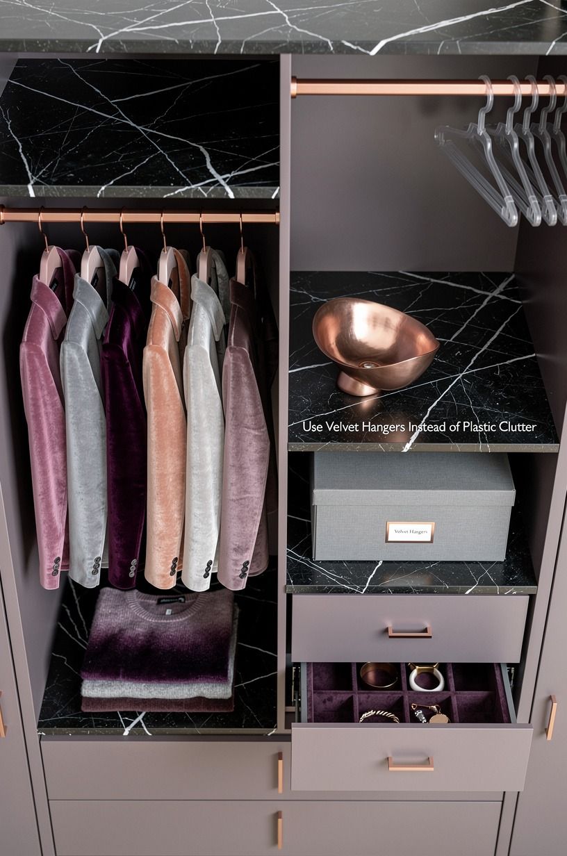 Use Velvet Hangers Instead of Plastic Clutter